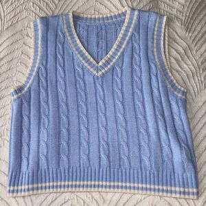 Blue Cable Knit Sweater Vest